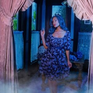 Elegant Black Butterfly Print Dress